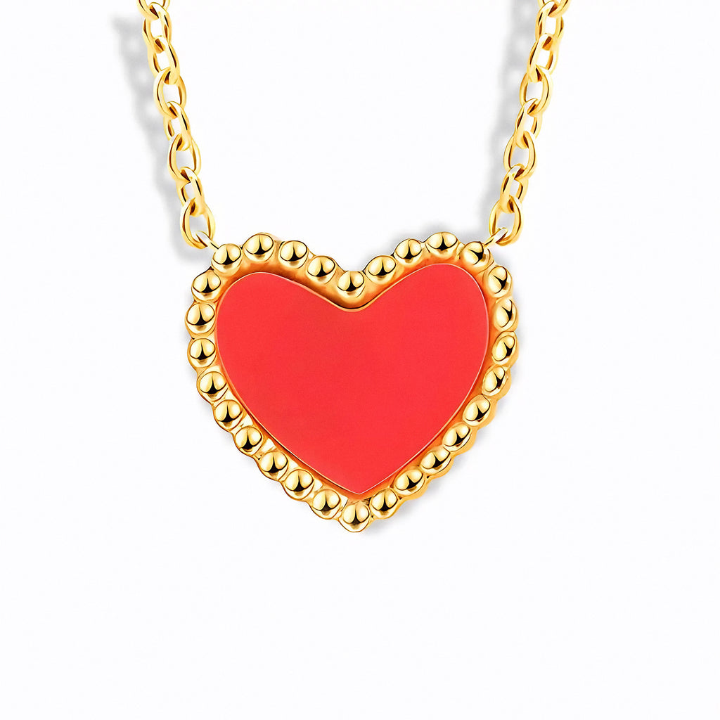 Glozya Red Heart Necklace — studio product photo on white background