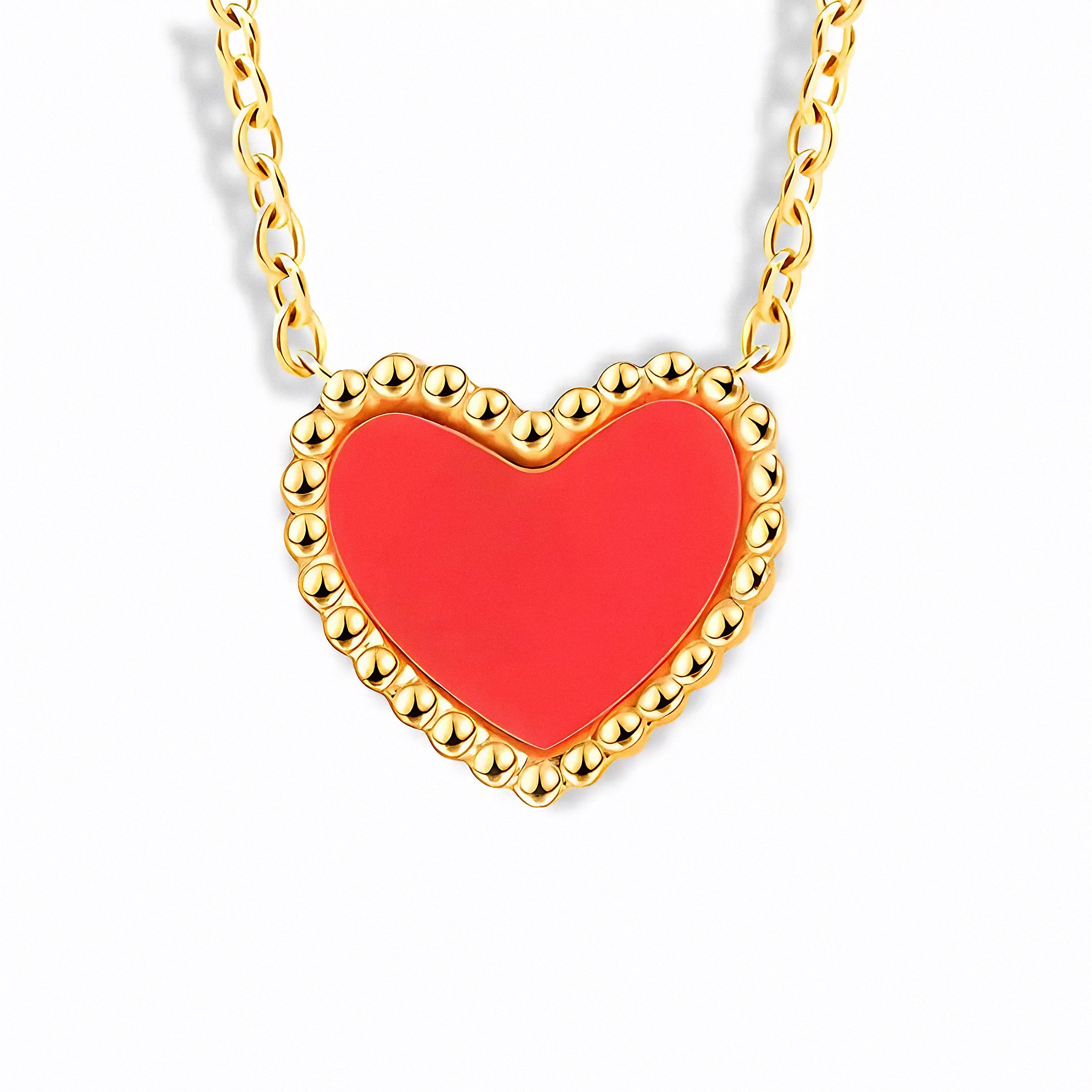 Glozya Red Heart Necklace — studio product photo on white background