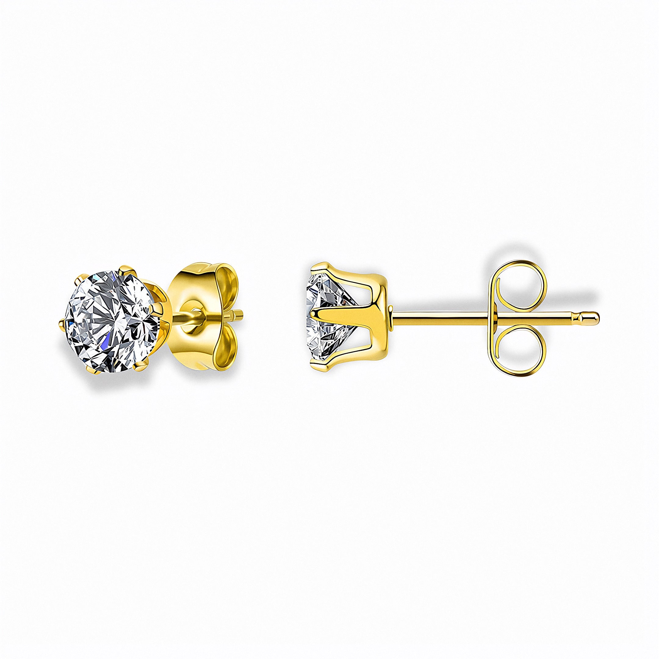 Glozya Round CZ Stud Earrings — studio product photo on white background