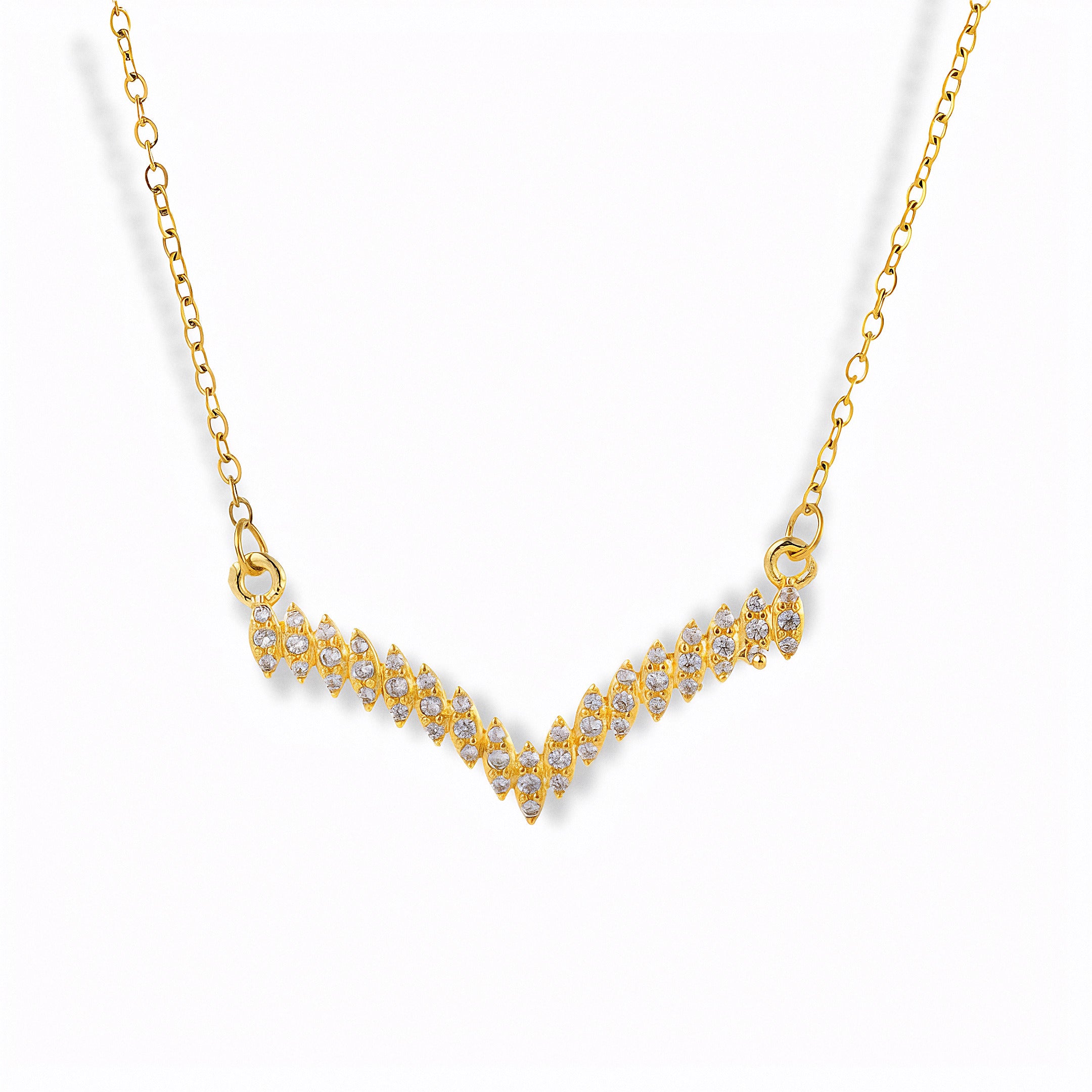 Glozya Shiny Zircon V-Necklace — studio product photo on white background