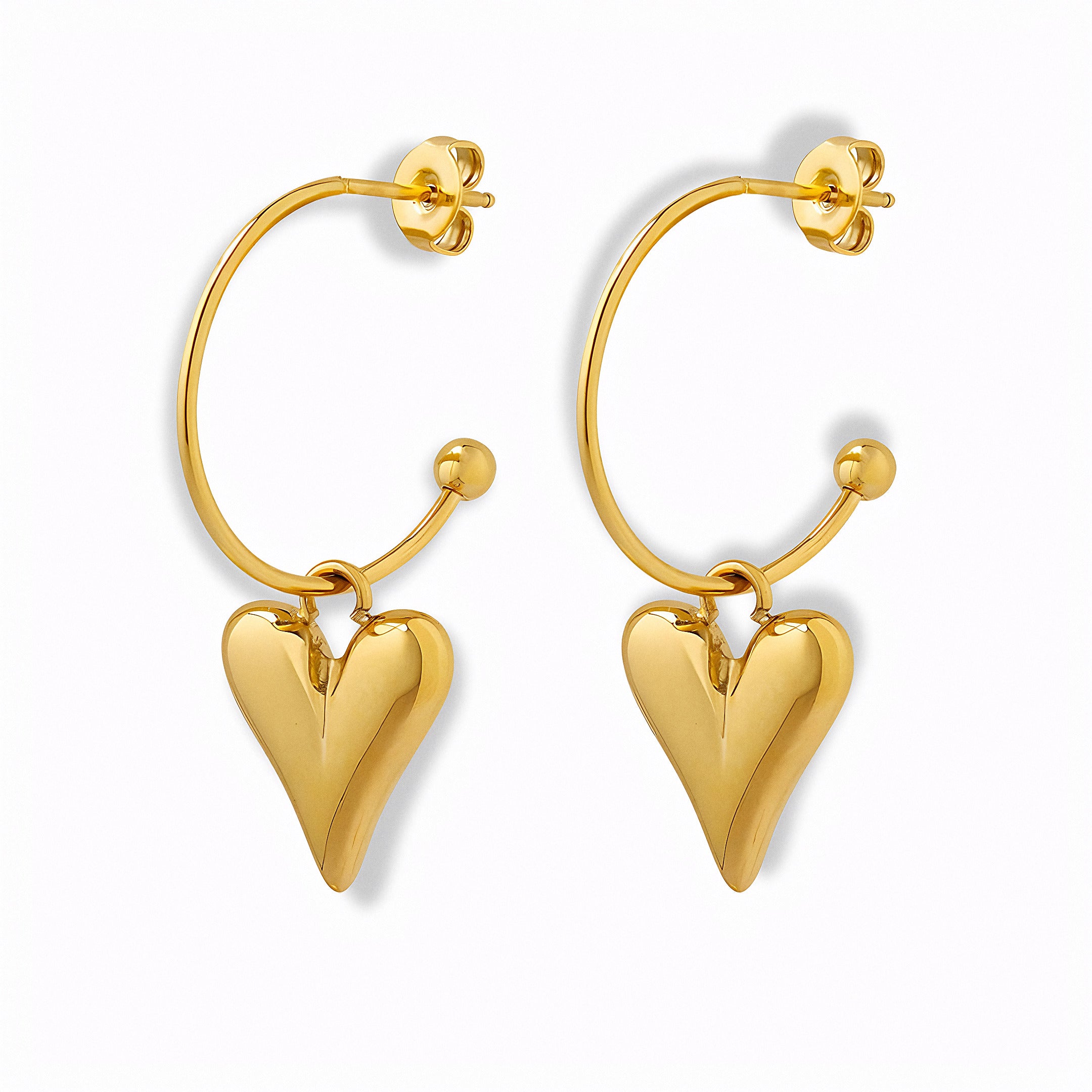 Glozya Swinging Heart Stud Earrings — studio product photo on white background
