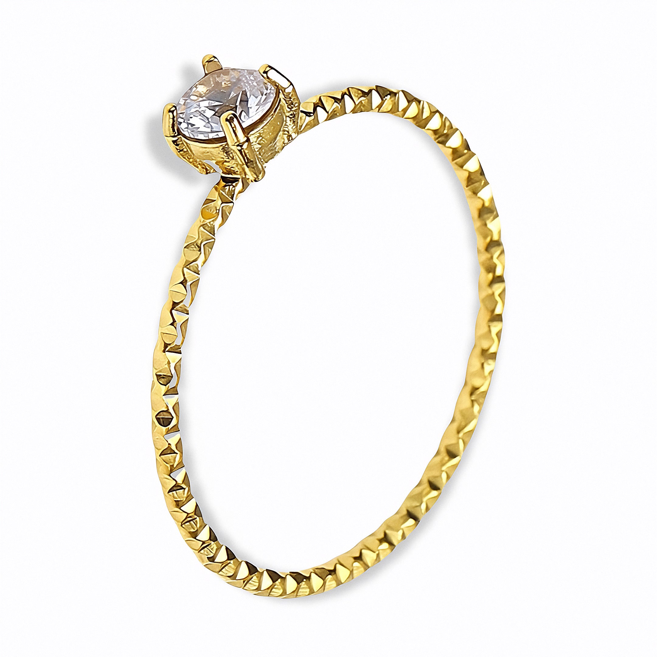 Glozya Textured CZ Ring — studio product photo on white background
