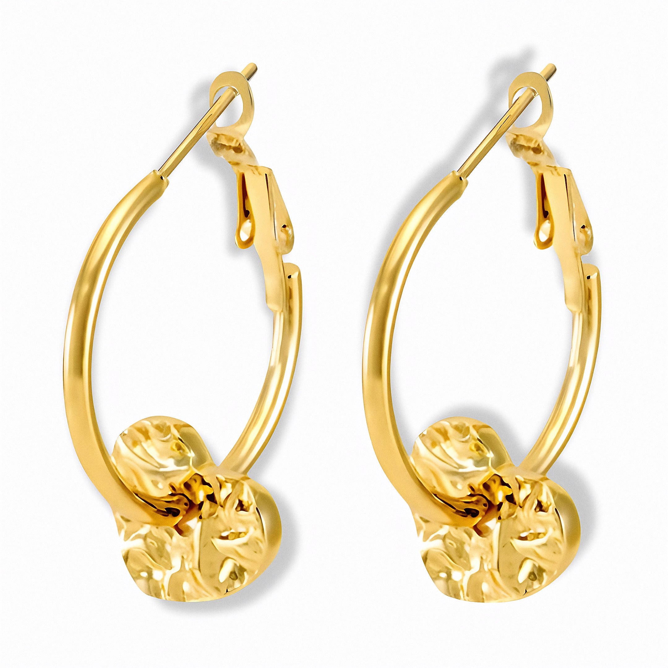 Glozya Textured Heart Hoop Earrings — studio product photo on white background
