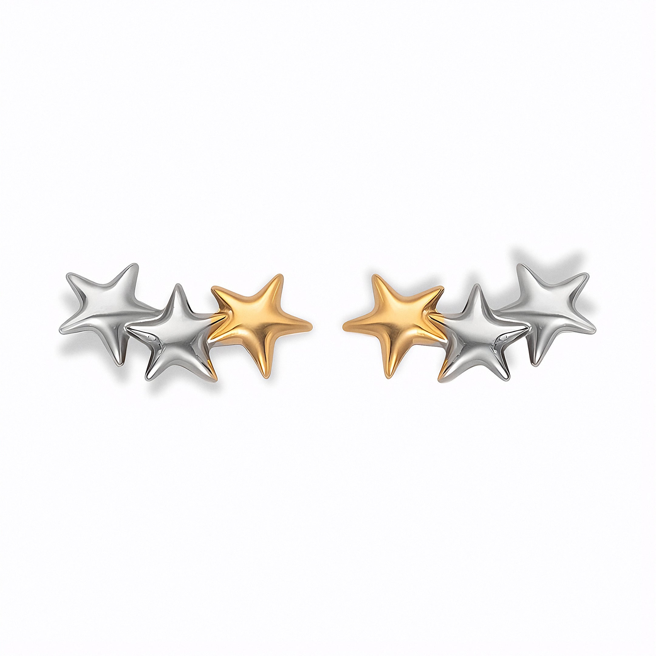 Glozya Two Tone Star Stud Earrings — studio product photo on white background