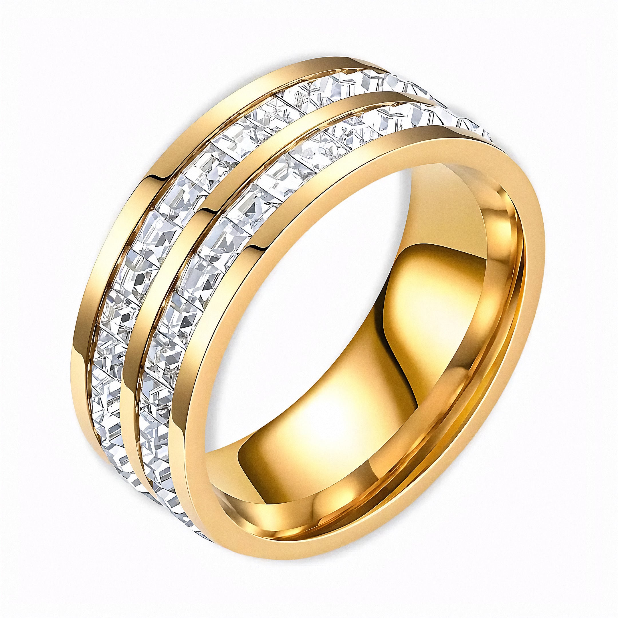 Glozya Wide Band CZ Ring — studio product photo on white background