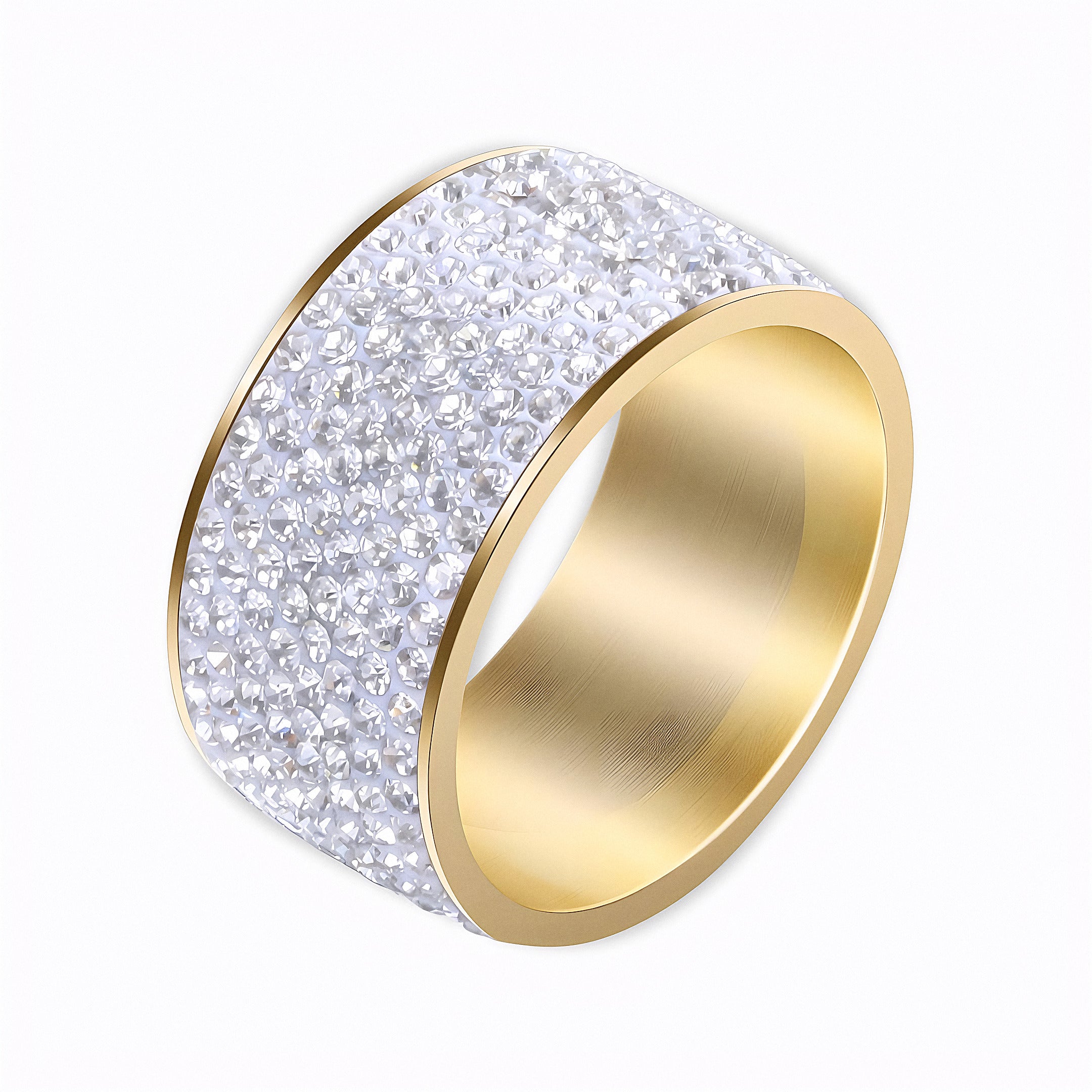 Glozya Wide Pave CZ Ring — studio product photo on white background