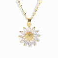 Glozya Zircon Sunflower Necklace — studio product photo on white background