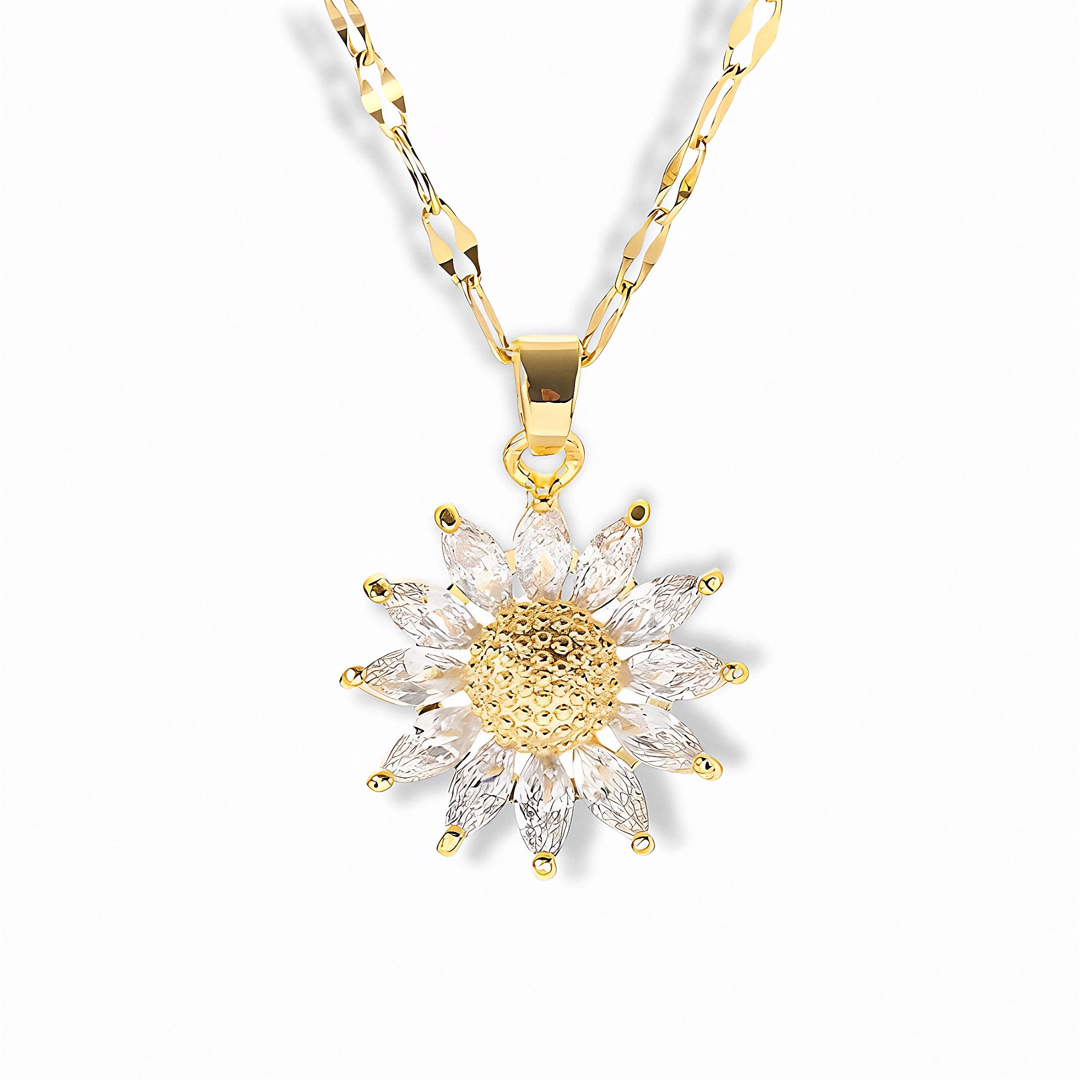 Glozya Zircon Sunflower Necklace — studio product photo on white background